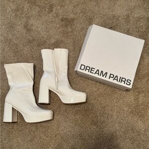 Dream Pairs Women's White Heeled Boots